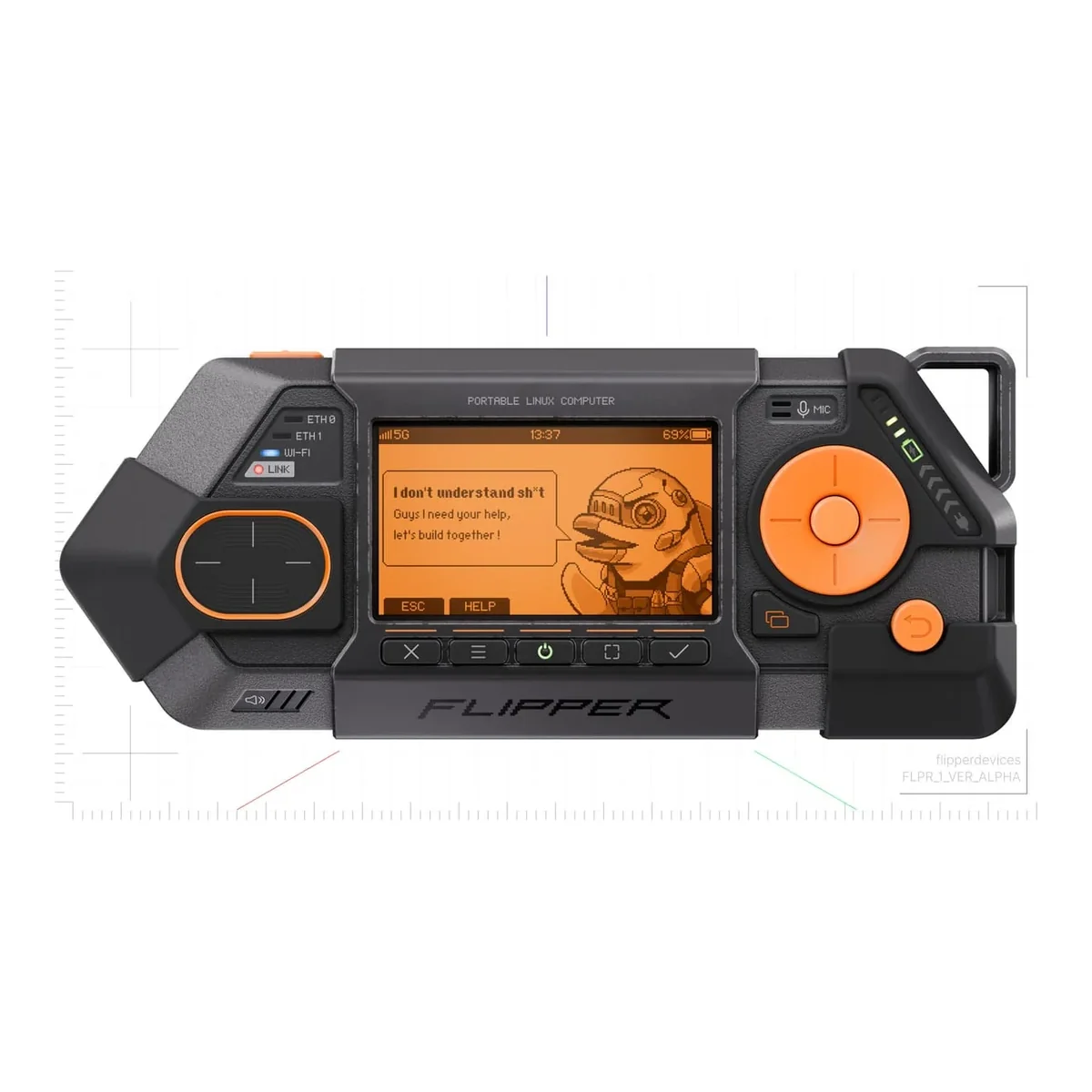 Flipper One, front view with the screen on